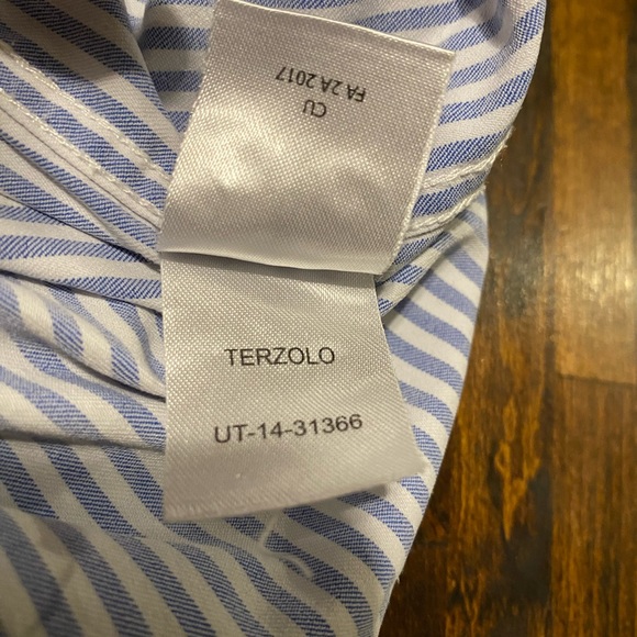 Untuckit Mens Shirt XXL Blue Striped  Long Sleeve Button Down Cotton Terzolo - Picture 9 of 10